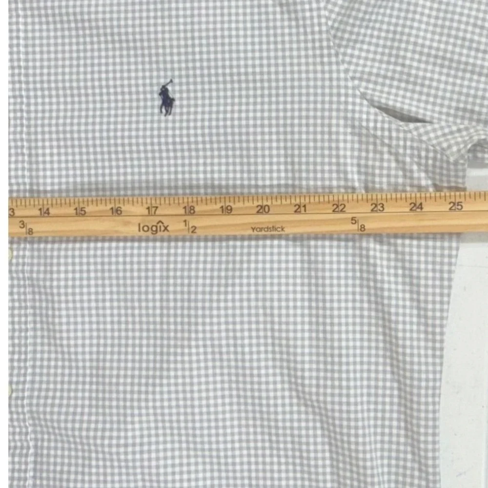 Polo Ralph Lauren Button Down Size XL Grey Gingham Classic Fit Cotton Blend READ